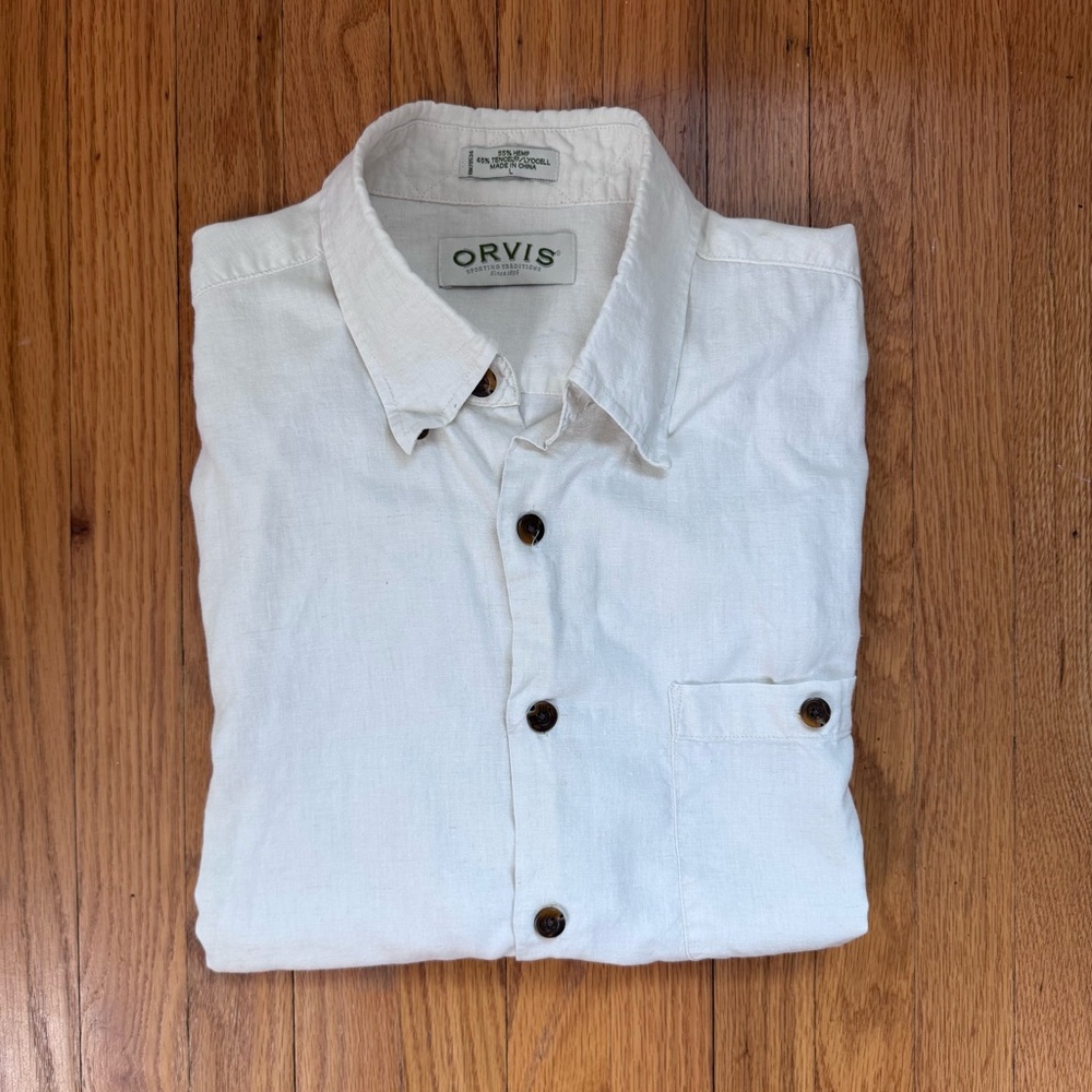 Orvis Men's Cream Button Down Shirt